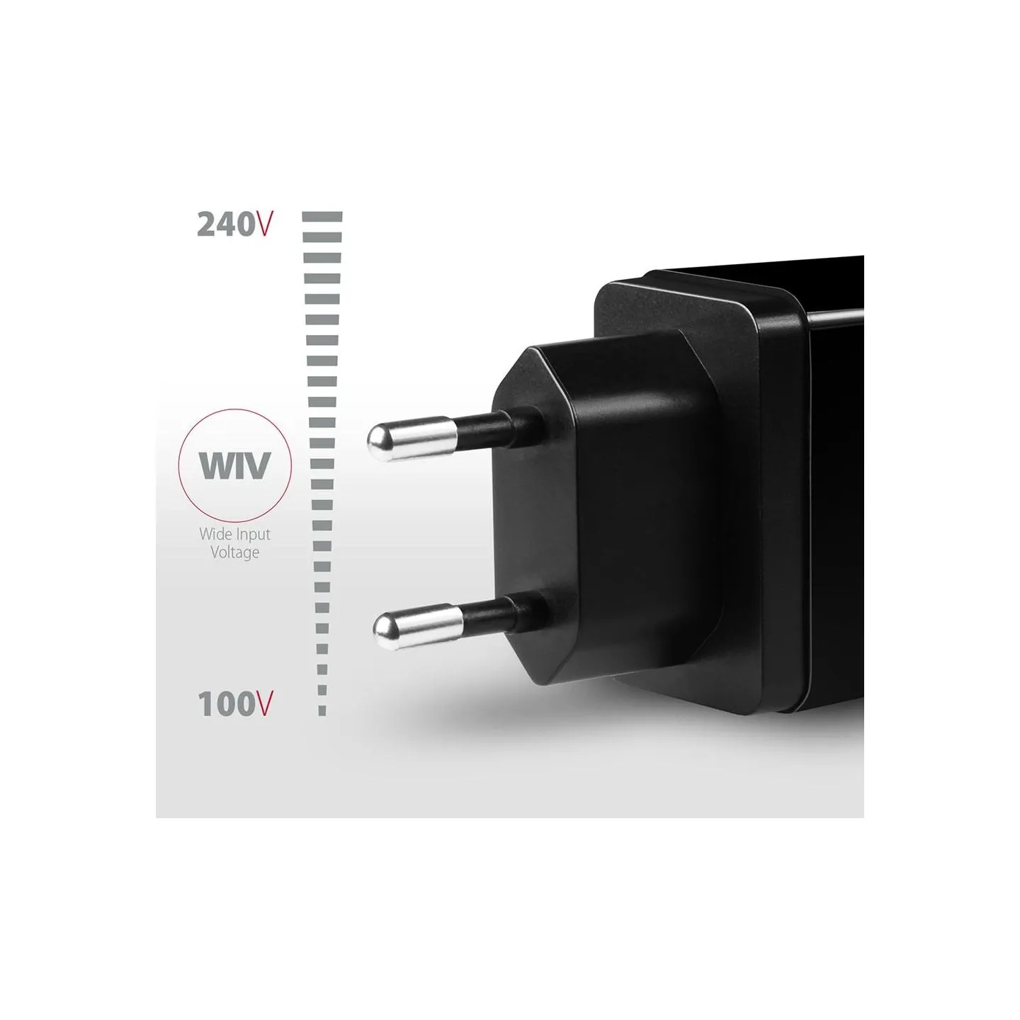 Axagon Dual wallcharger <240V / 2x USB port QC3.0/AFC/FCP + 5V-1.2A. 24W total power.