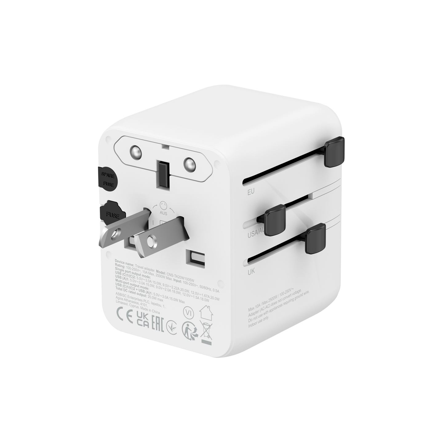 Canyon Travel Adapter OnTour 20 EU/UK/US/AUS 20W  White