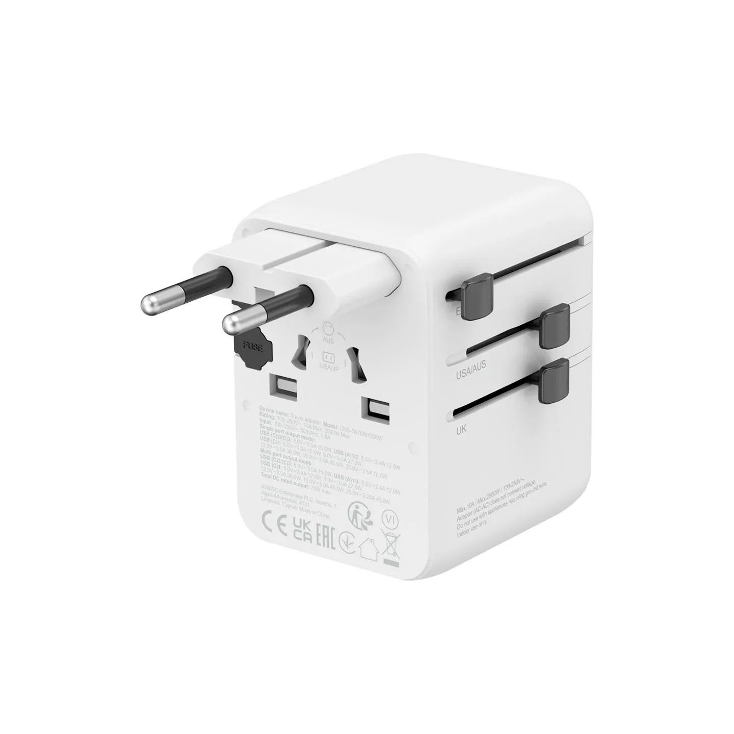 Canyon Travel Adapter OnTour 70 EU/UK/US/AUS 70W White
