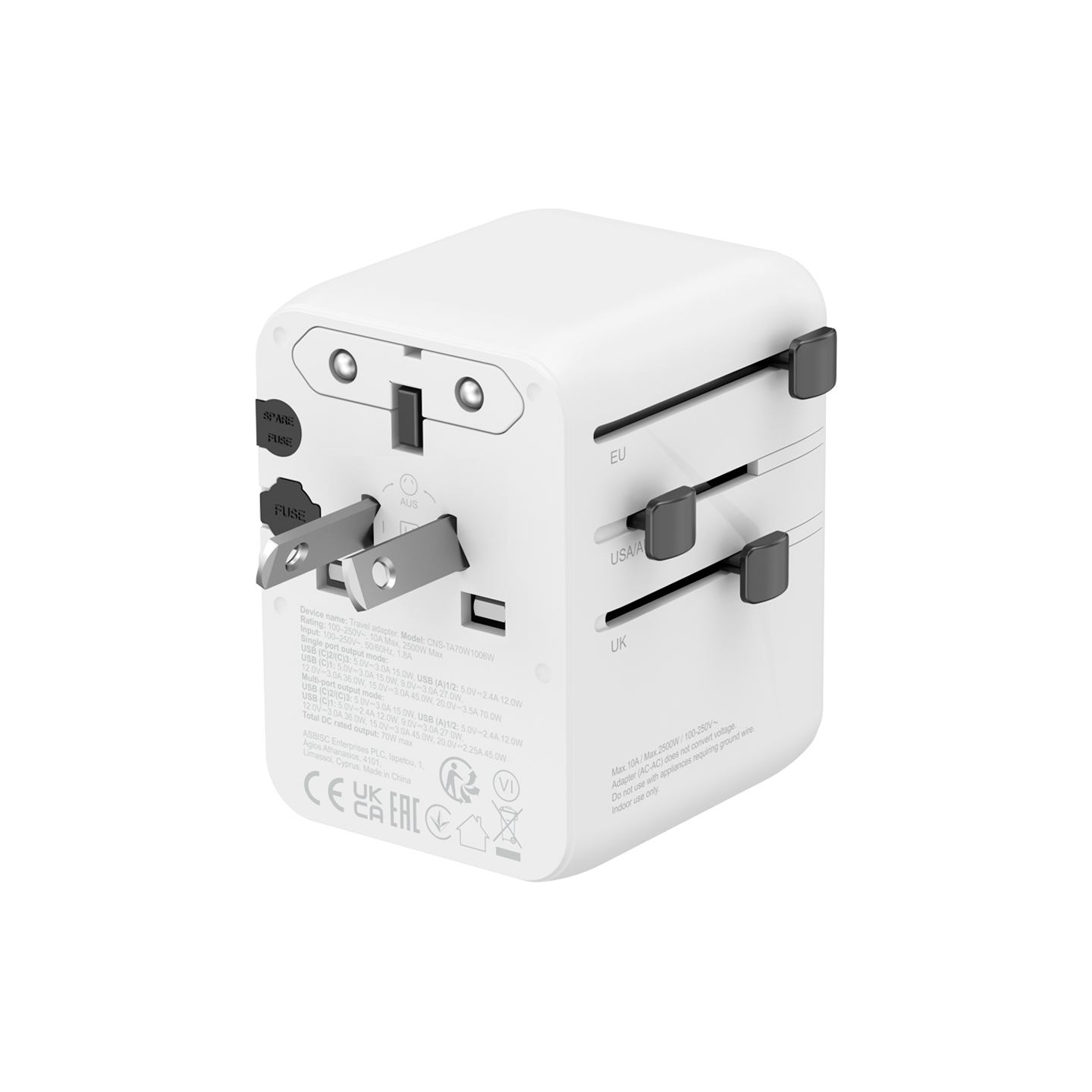 Canyon Travel Adapter OnTour 70 EU/UK/US/AUS 70W White