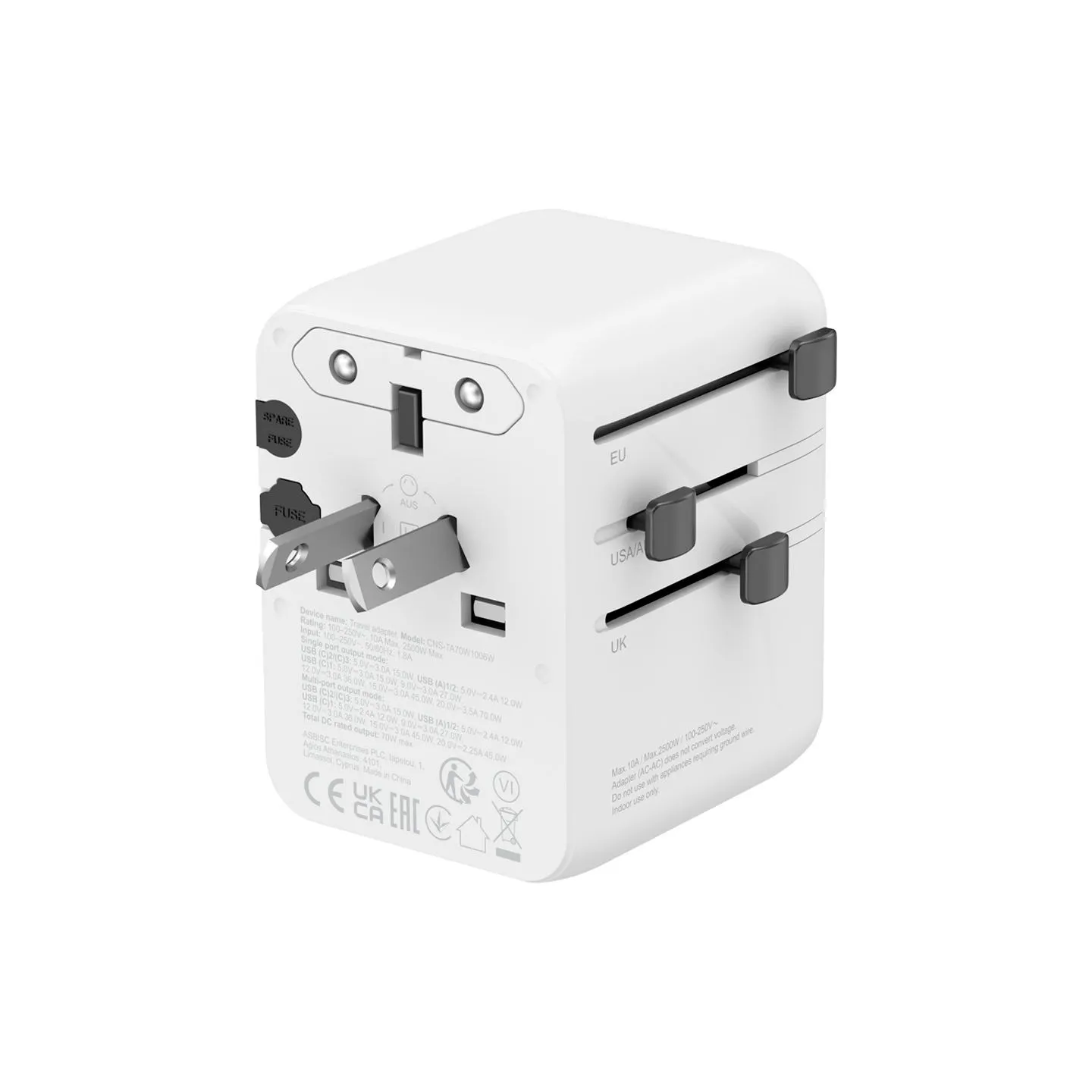Canyon Travel Adapter OnTour 70 EU/UK/US/AUS 70W White