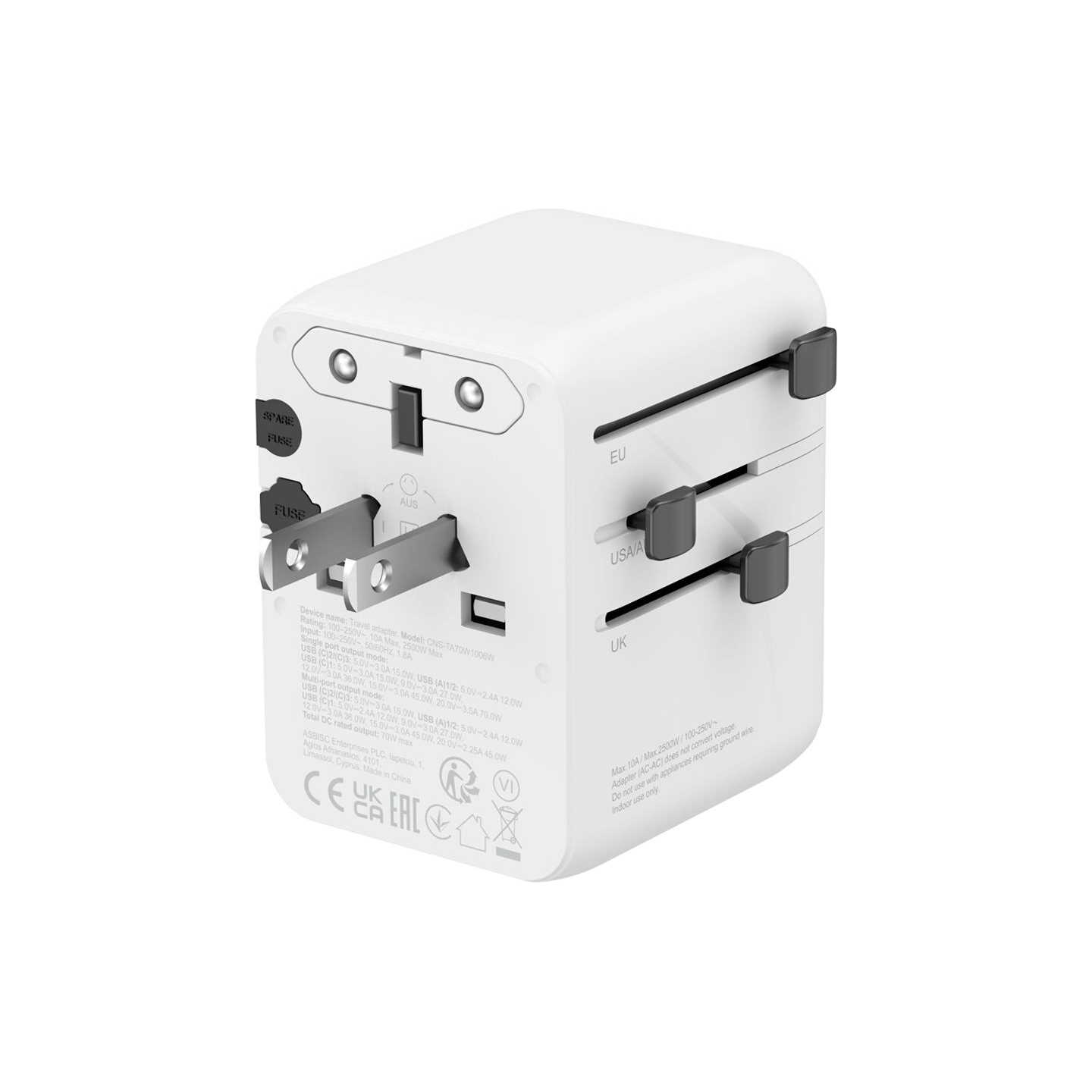 Canyon Travel Adapter OnTour 70 EU/UK/US/AUS 70W White