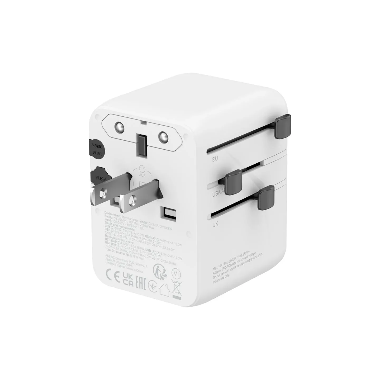 Canyon Travel Adapter OnTour 70 EU/UK/US/AUS 70W White