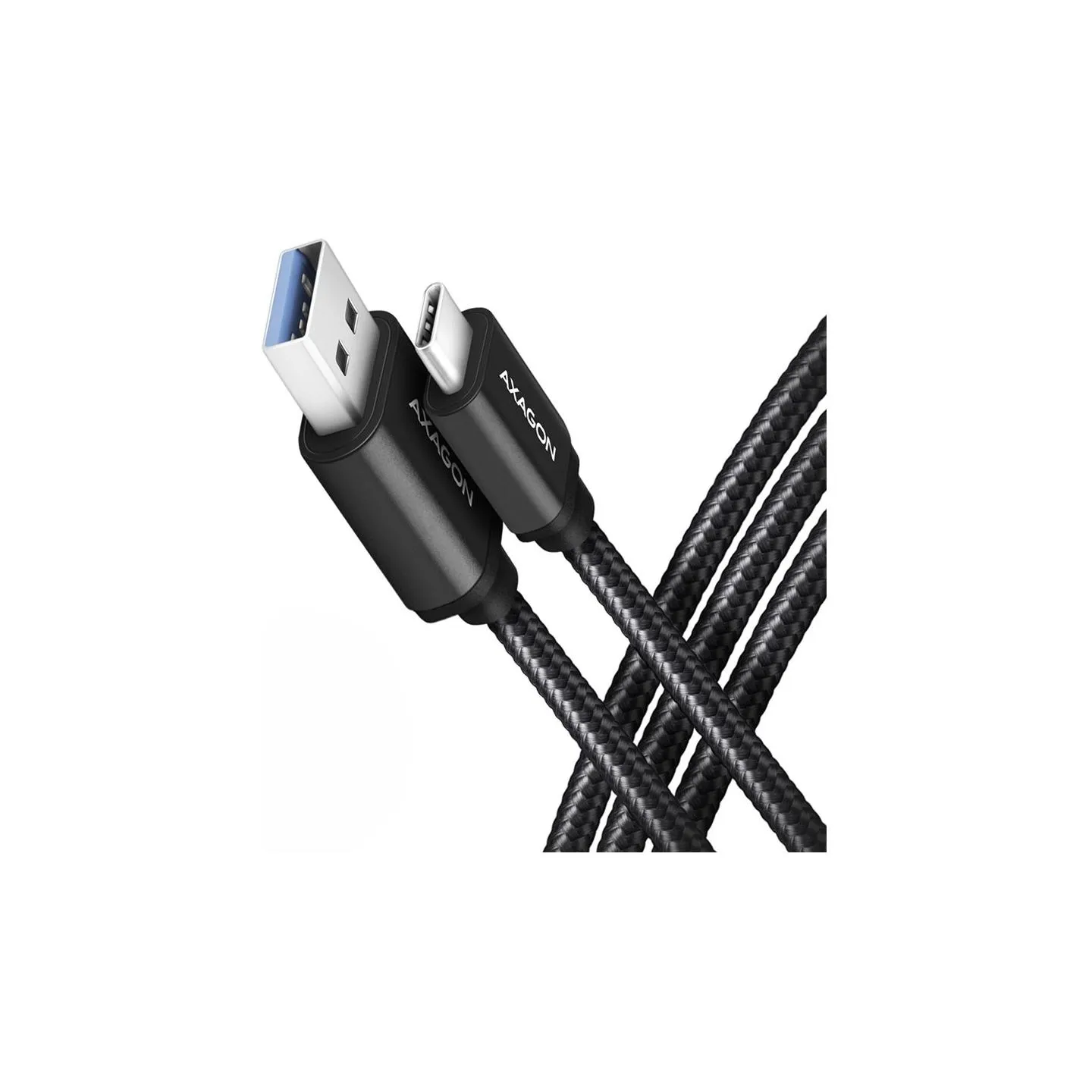 Axagon Data and charging USB 3.2 Gen 1 cable lengh 1 m. 3A. Black braided.
