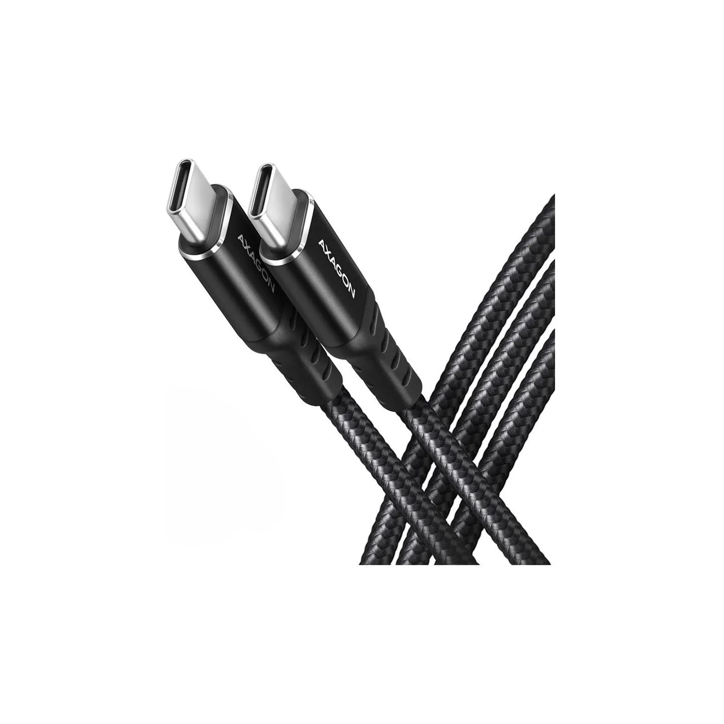 Axagon Data and charging USB 2.0 cable 1.5 m long. PD 60W, 3A. Black braided.