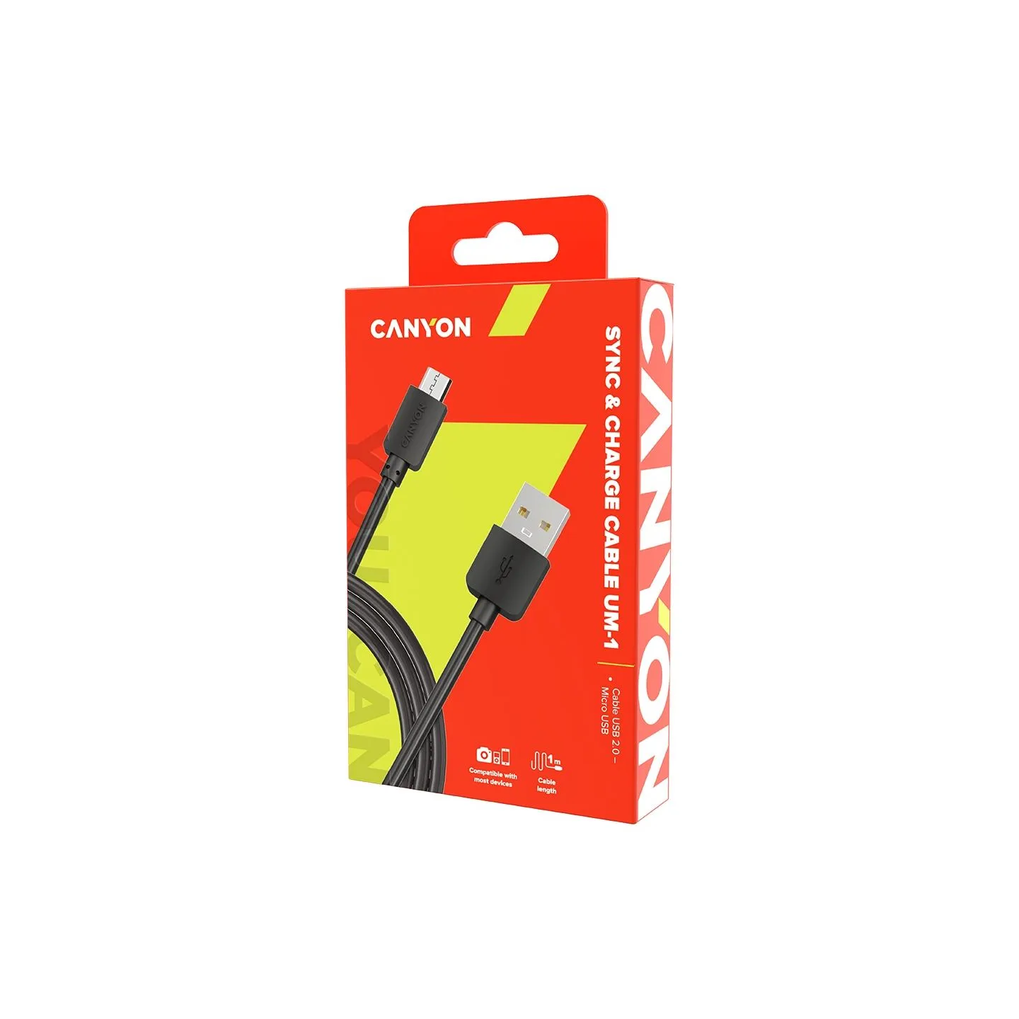 Canyon cable UM-1 MicroUSB 5W 1m Black