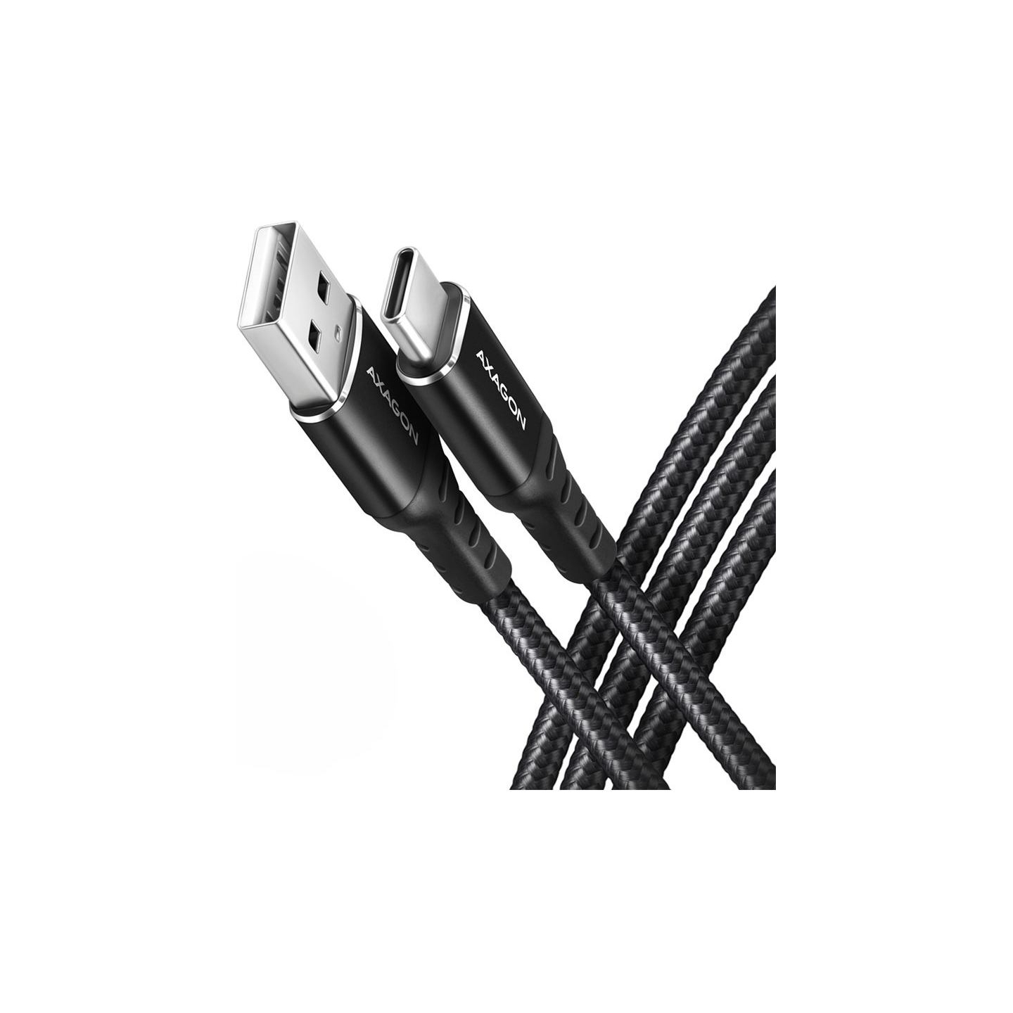 Axagon Data and charging USB 2.0 cable length 2 m. 3A. Black braided.