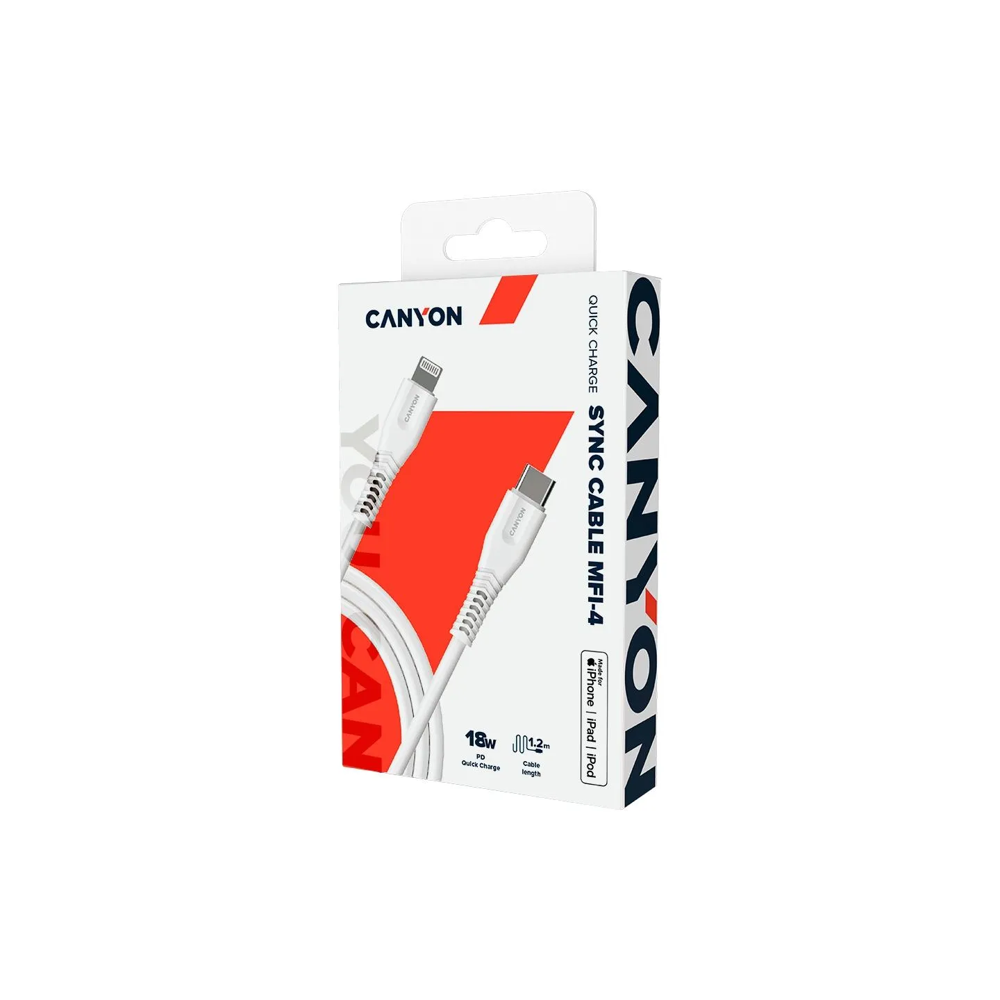 Canyon cable MFI-4 Type-C to Lightning 1.2m White
