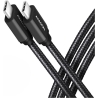 Axagon Data and charging USB 3.2 Gen 1 cable length 1.5 m. PD 60W, 3A. Black braided.