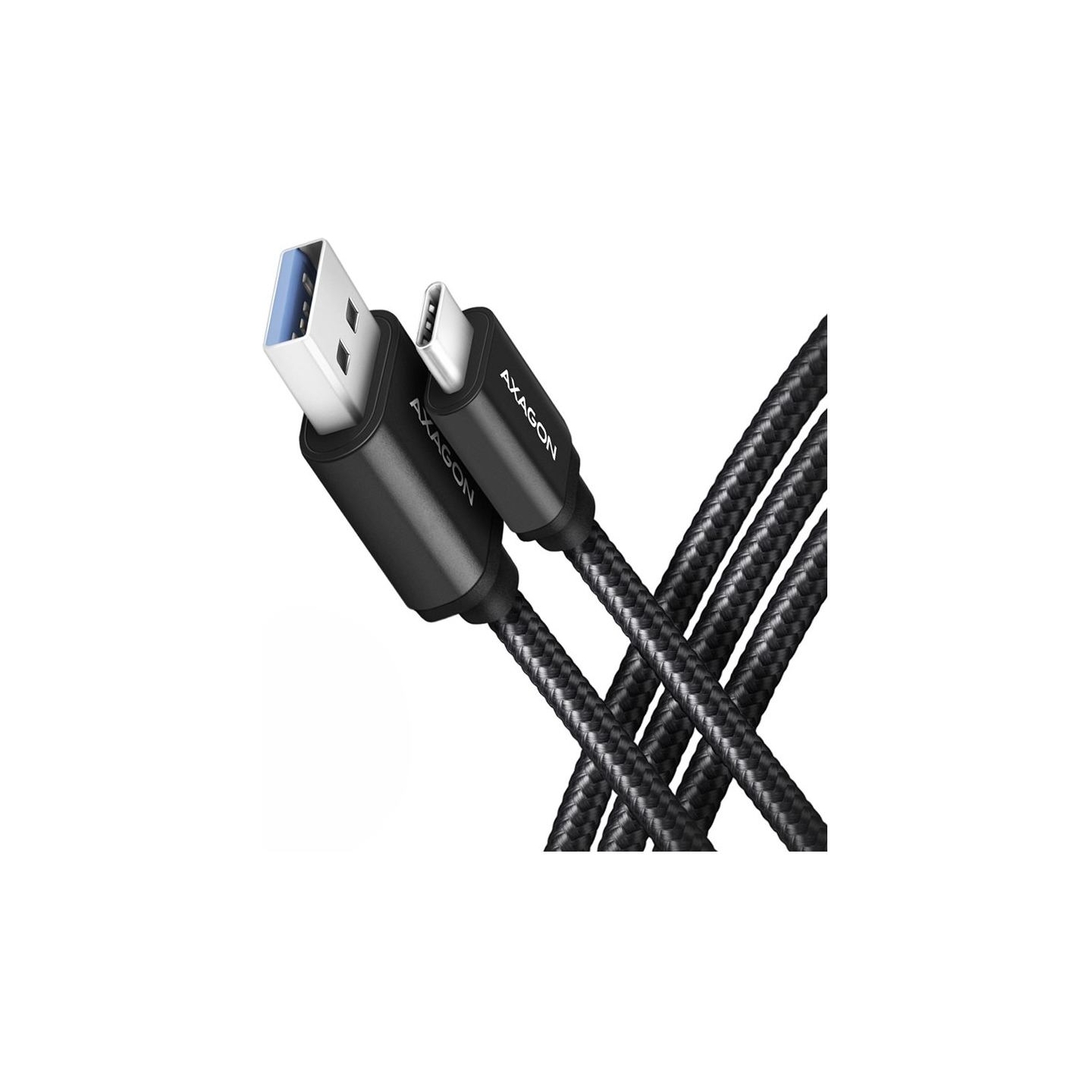 Axagon Data and charging USB 3.2 Gen1 cable lengh 1.5 m. 3A. Black braided.