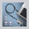 Axagon Extension USB 20Gbps cable length 0.5 m. PD 240W, 5A, 8K HD video. Black braided.