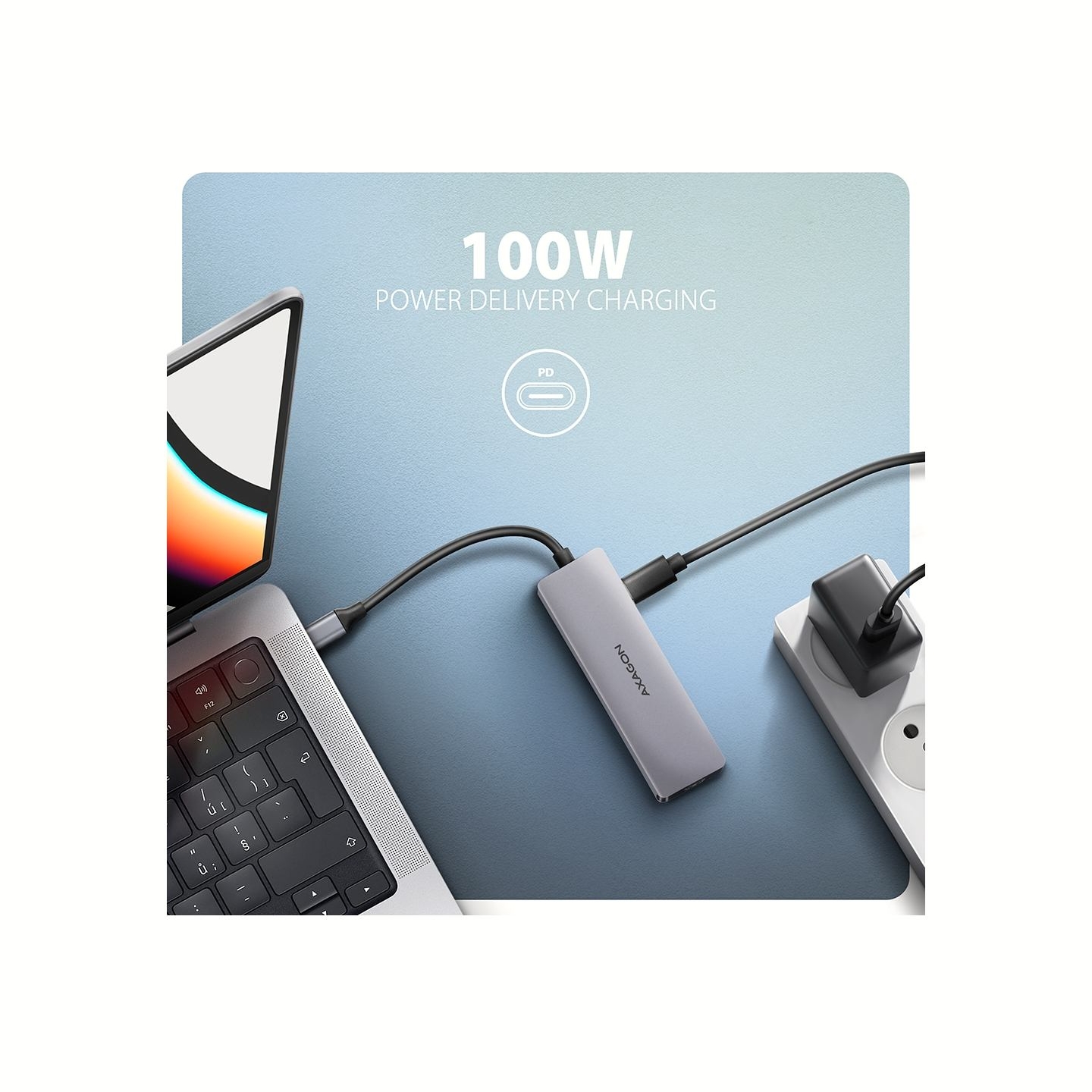 Axagon HMC-5H60 USB-C 3.2 Gen 1 hub, 2x USB-A, 1x USB-C, 4K 60Hz HDMI, PD 100W, 15cm USB-C cable