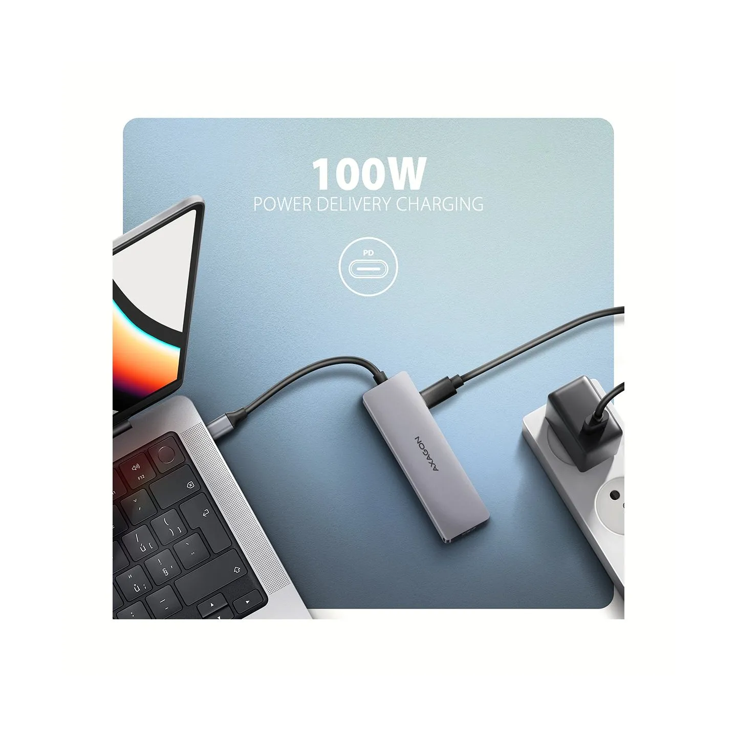 Axagon HMC-5H60 USB-C 3.2 Gen 1 hub, 2x USB-A, 1x USB-C, 4K 60Hz HDMI, PD 100W, 15cm USB-C cable