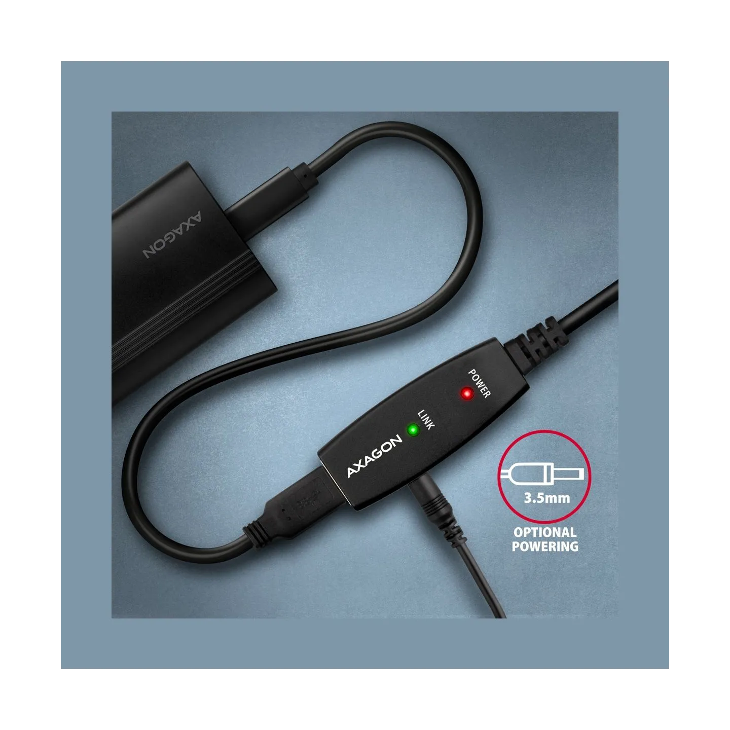 Axagon ADR-207 USB 2.0 A-M - A-F active extension/repeater cable 7.5m