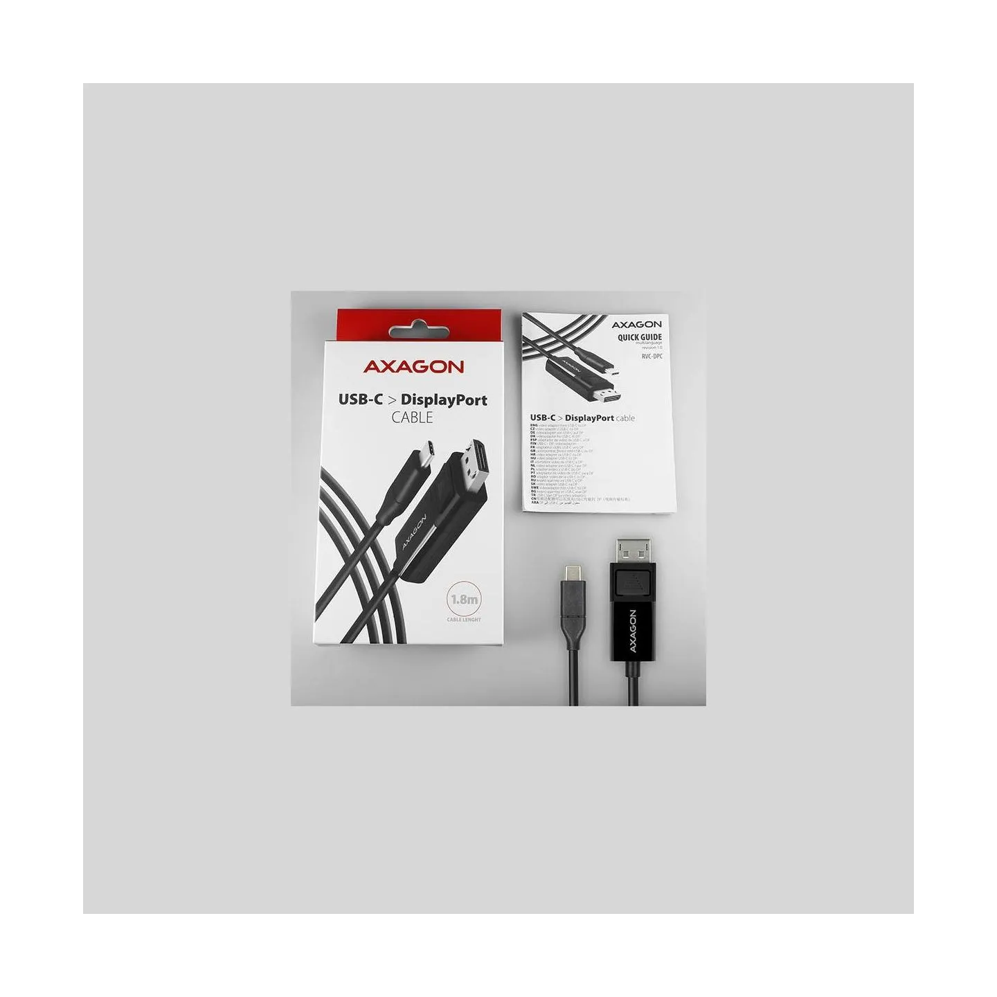 Axagon Active USB-C -> DisplayPort cable - adapter AXAGON RVC-DPC for connecting a DisplayPort monitor/TV/projector to a noteboo