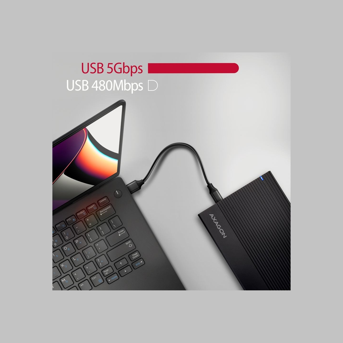 Axagon EE35-GTR USB-C 3.2 Gen 1 - SATA 6G, 3.5" External RIBBED box BLACK