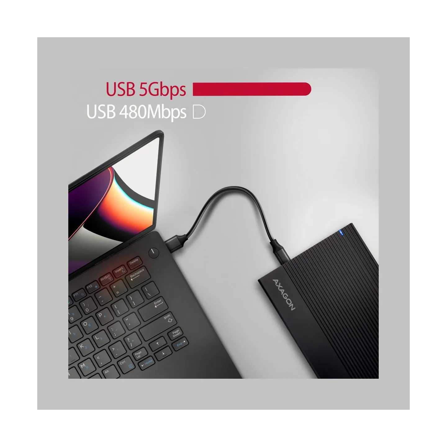 Axagon EE35-GTR USB-C 3.2 Gen 1 - SATA 6G, 3.5" External RIBBED box BLACK