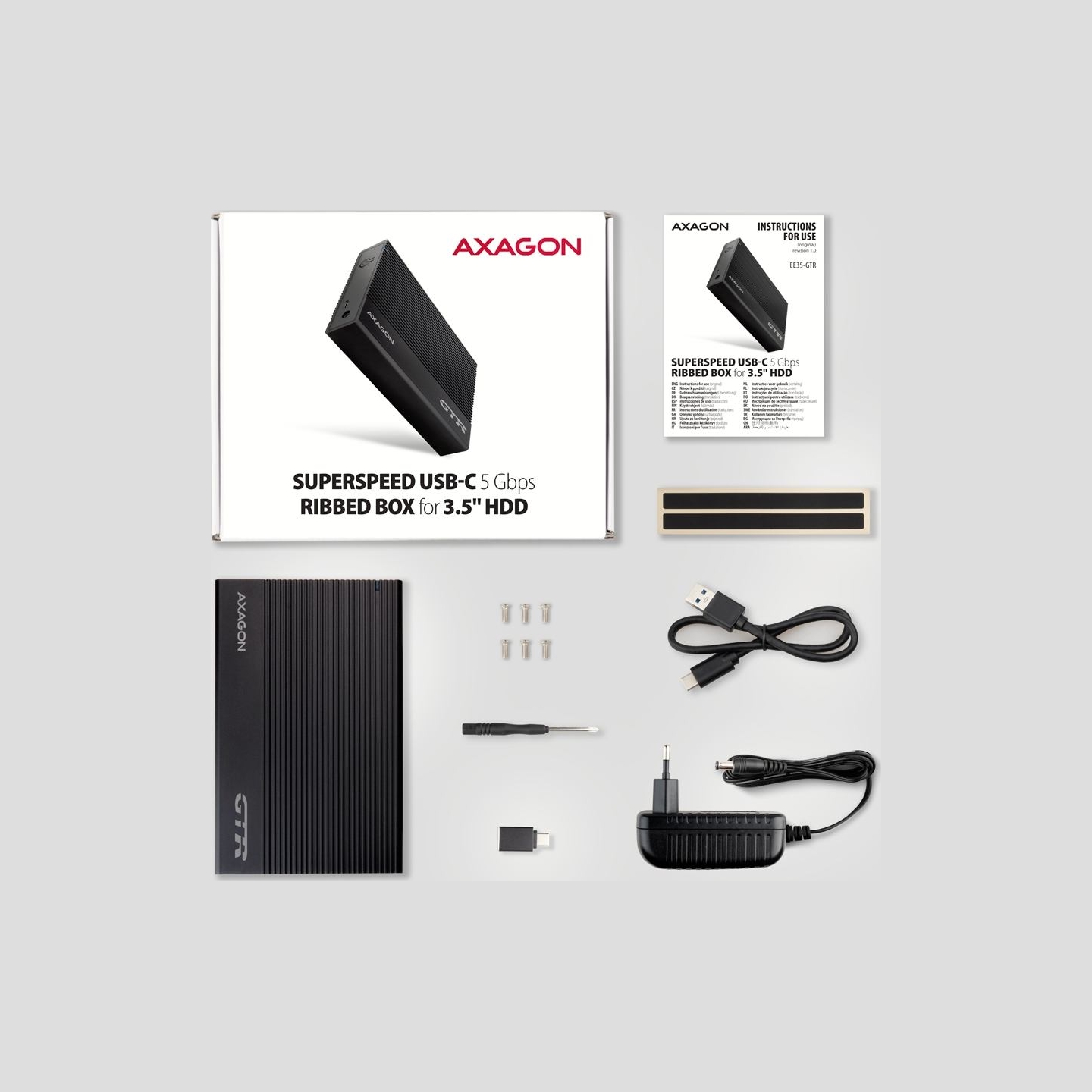 Axagon EE35-GTR ext box USB3.2 Gen1 3.5 HDD SATA