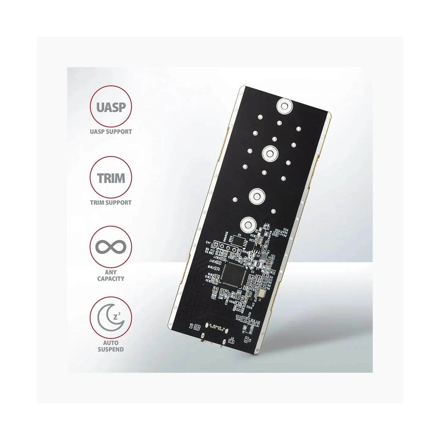 Axagon Superfast external AXAGON EEM2-GTR THIN RIB box with USB 3.2 Gen 2 interface is designed for NVMe (PCI-Express) M.2 SSD d