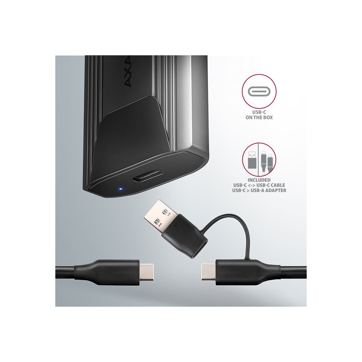 Axagon EEM2-GTS2 USB-C 3.2 Gen 2 - M.2 NVMe / SATA SSD THIN SCREWLESS 30-80mm ALU box