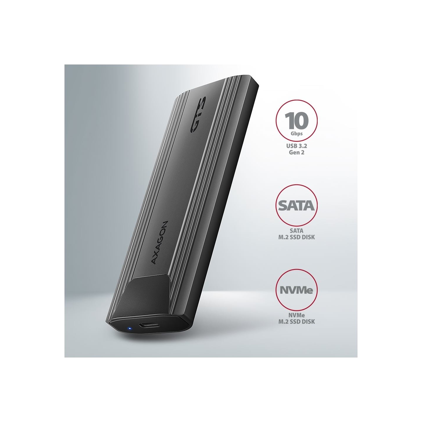 Axagon EEM2-GTS2 USB-C enclosu re Gen2 M.2 NVMe/SATA S