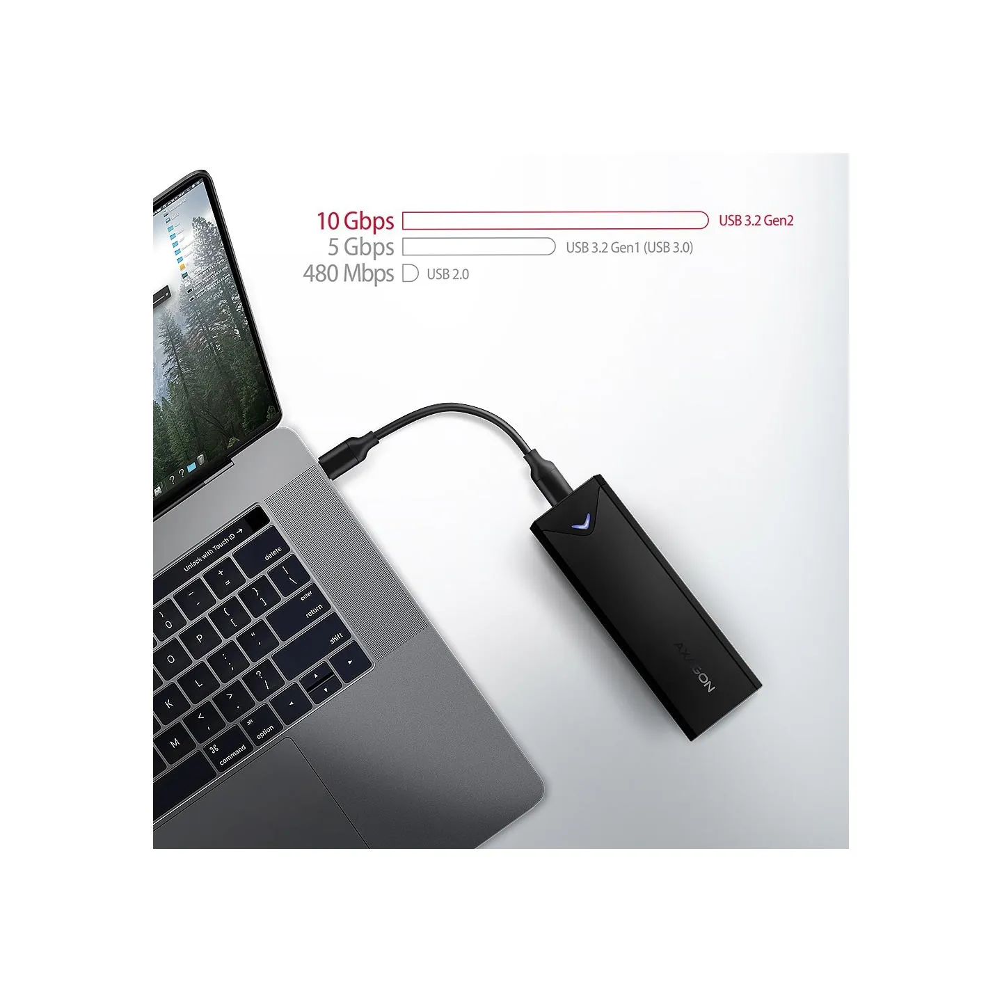 Axagon EEM2-UB2 USB-C 3.2 Gen 2 - M.2 NVMe SSD 42-80mm box black