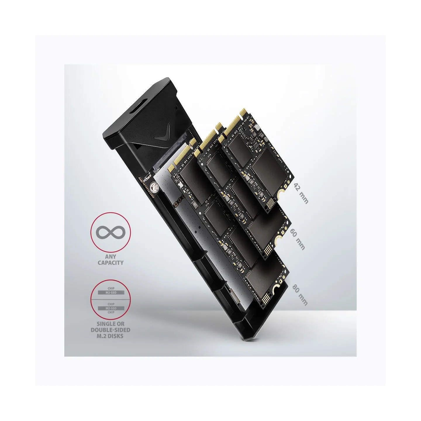 Axagon EEM2-UB2 USB-C 3.2 Gen 2 - M.2 NVMe SSD 42-80mm box black