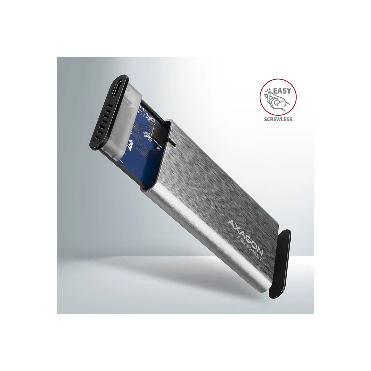Axagon ALU box EEM2-SG2 USB-C 3.2 Gen 2 - M.2 NVMe / SATA SSD 30-80mm