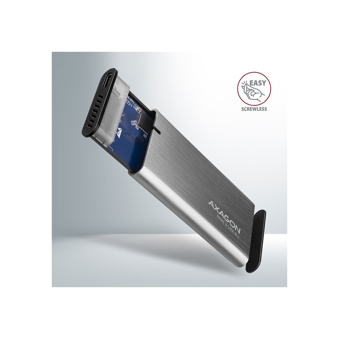 Axagon EEM2-SG2 USB-C 3.2 Gen 2 - M.2 NVMe / SATA SSD 30-80mm ALU box