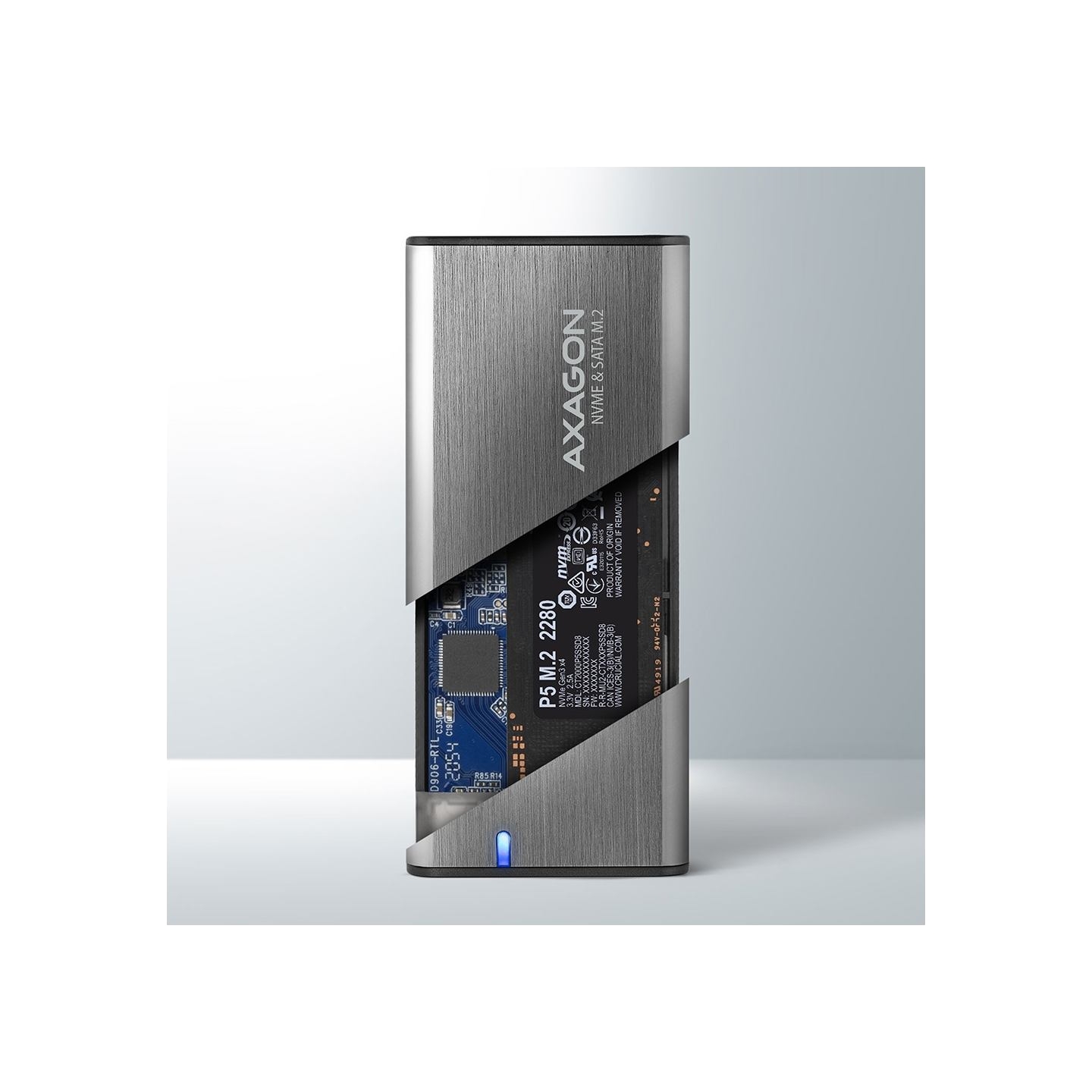 Axagon ALU box EEM2-SG2 USB-C 3.2 Gen 2 - M.2 NVMe / SATA SSD 30-80mm