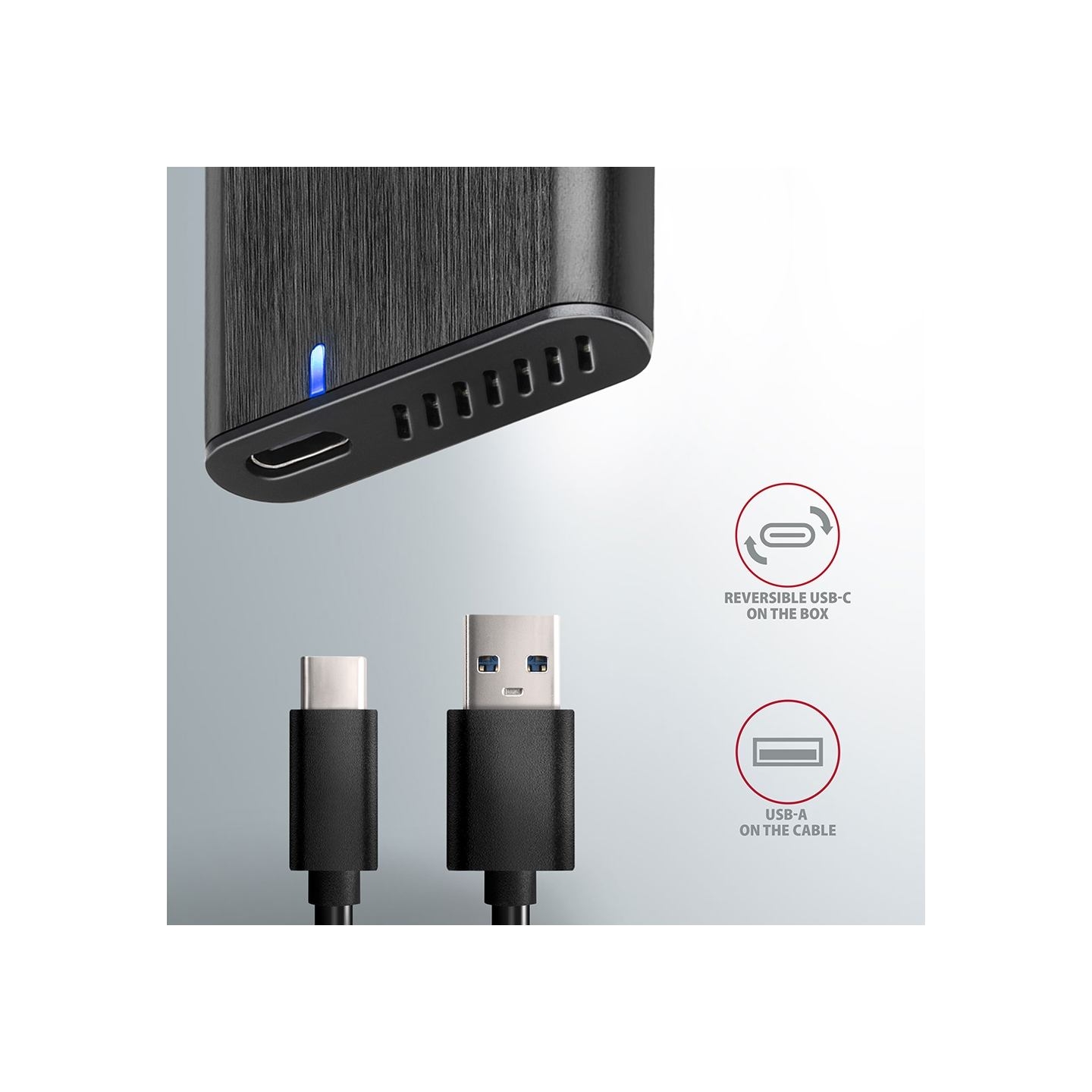 Axagon EEM2-SBC, M.2 SATA screwless RAW box, black, SuperSpeed USB-C 10 Gbps