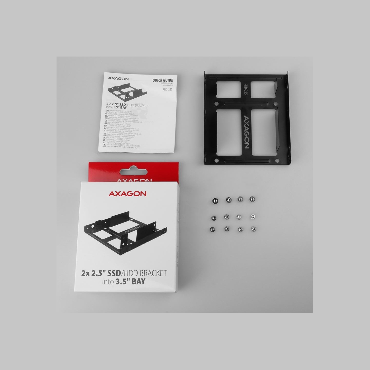 Axagon Metal frame for mounting two 2.5" disks into one 3.5" position.