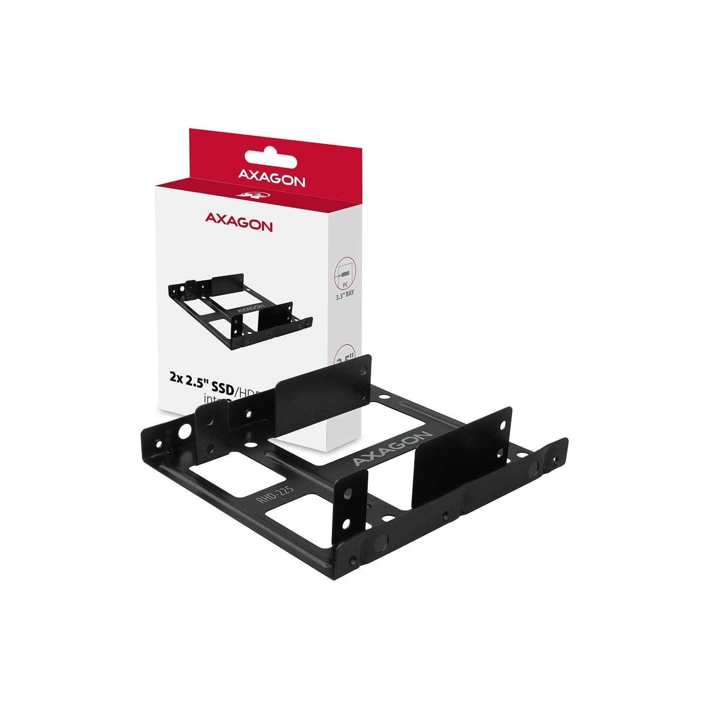Axagon Metal frame for mounting two 2.5" disks into one 3.5" position.