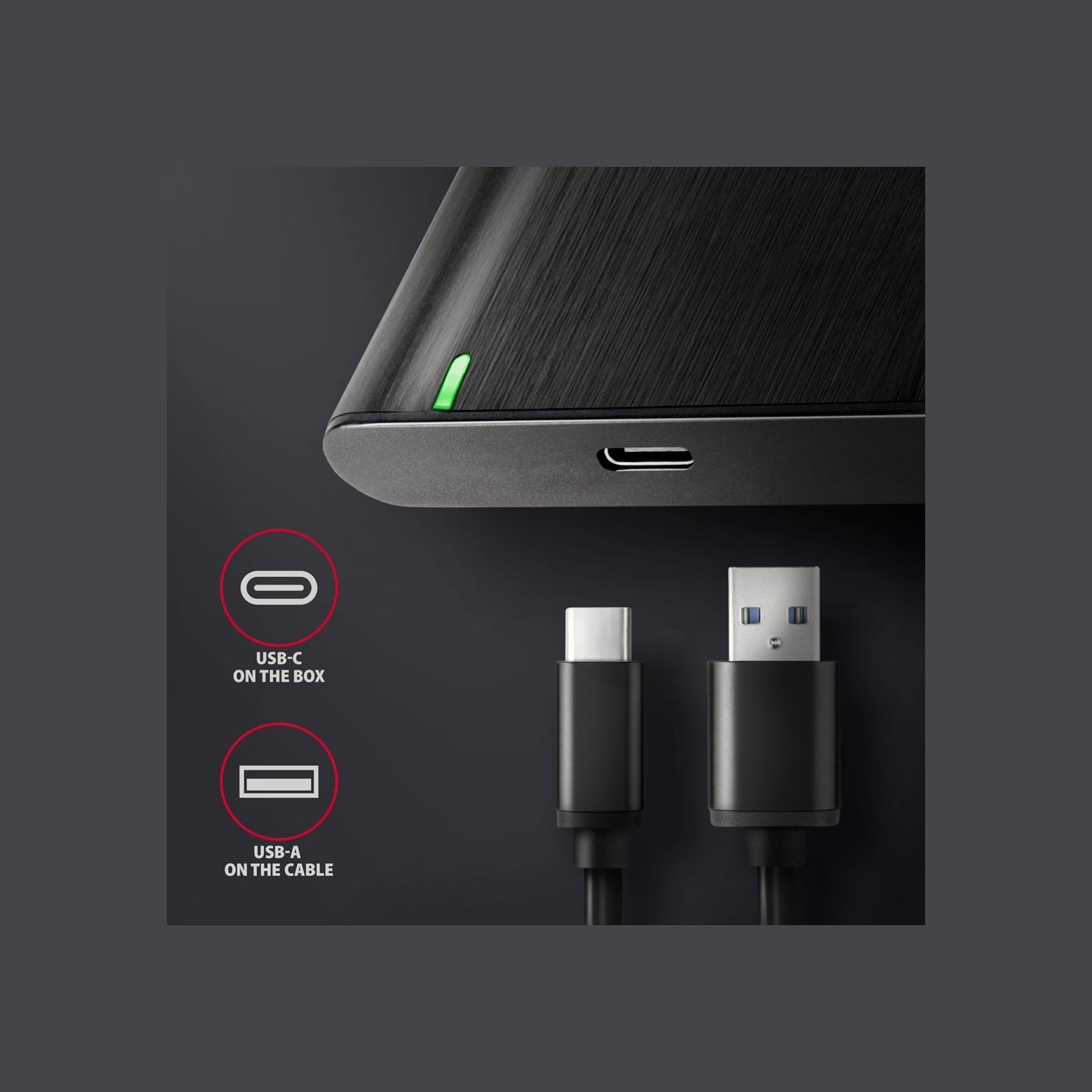 Axagon EE25-A6C USB-C 3.2 Gen 1 - SATA 6G 2.5" External SCREWLESS ALU RAW box BLACK