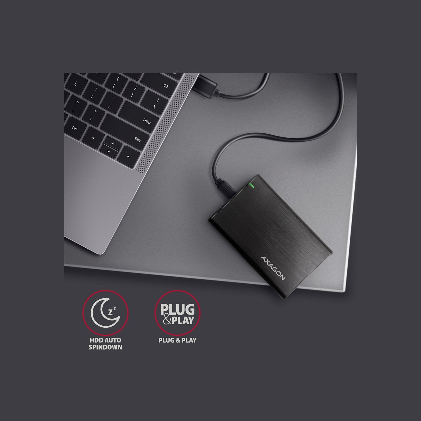 Axagon EE25-A6C USB-C 3.2 Gen 1 - SATA 6G 2.5" External SCREWLESS ALU RAW box BLACK