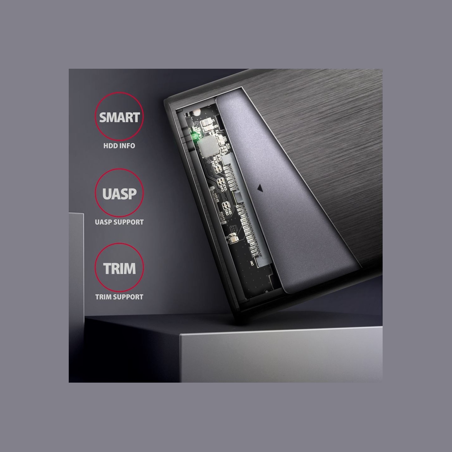 Axagon EE25-A6M USB3.0 - SATA 6G 2.5" External SCREWLESS ALU RAW box BLACK