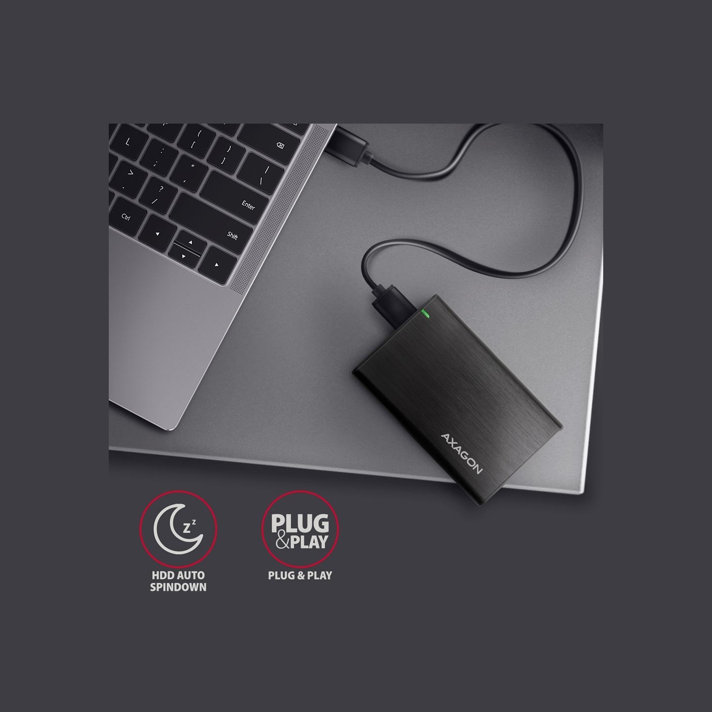 Axagon EE25-A6M USB3.0 - SATA 6G 2.5" External SCREWLESS ALU RAW box BLACK
