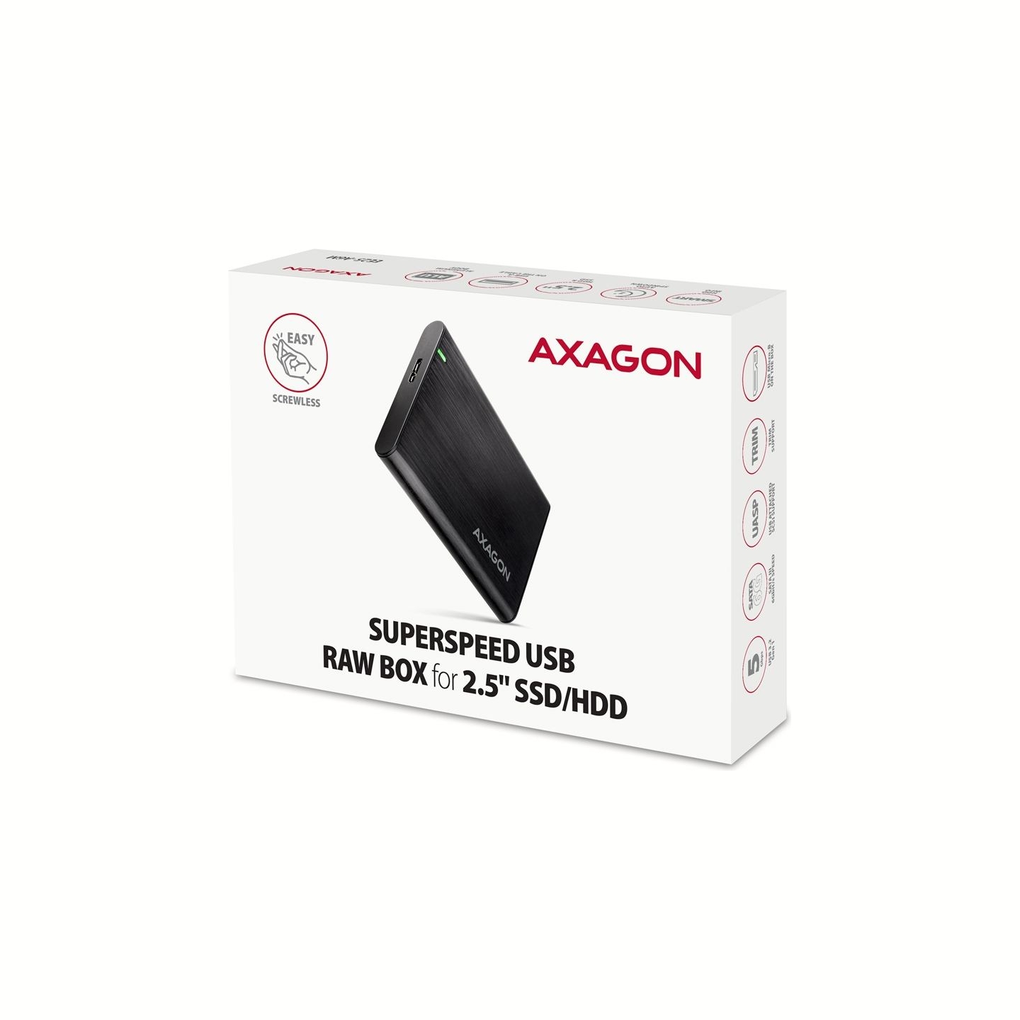 Axagon EE25-A6M USB3.0 - SATA 6G 2.5" External SCREWLESS ALU RAW box BLACK