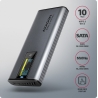 Axagon EEM2-SD2 USB-C 3.2 Gen 2 - M.2 NVMe / SATA SSD 30-80mm ALU box grey, LCD display