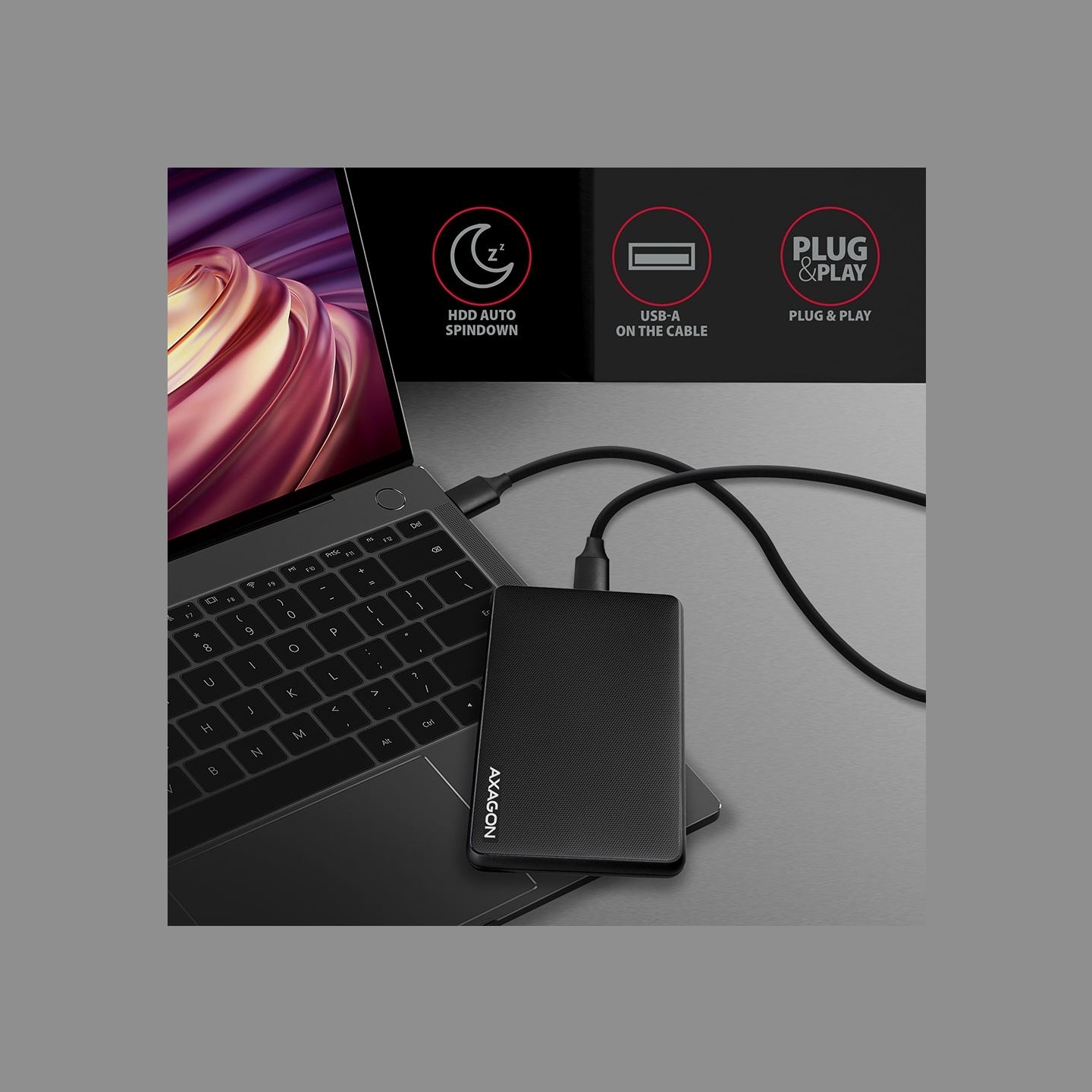 Axagon EE25-SL USB-A 3.2 Gen1 - SATA 6G 2.5" SLIDE box BLACK
