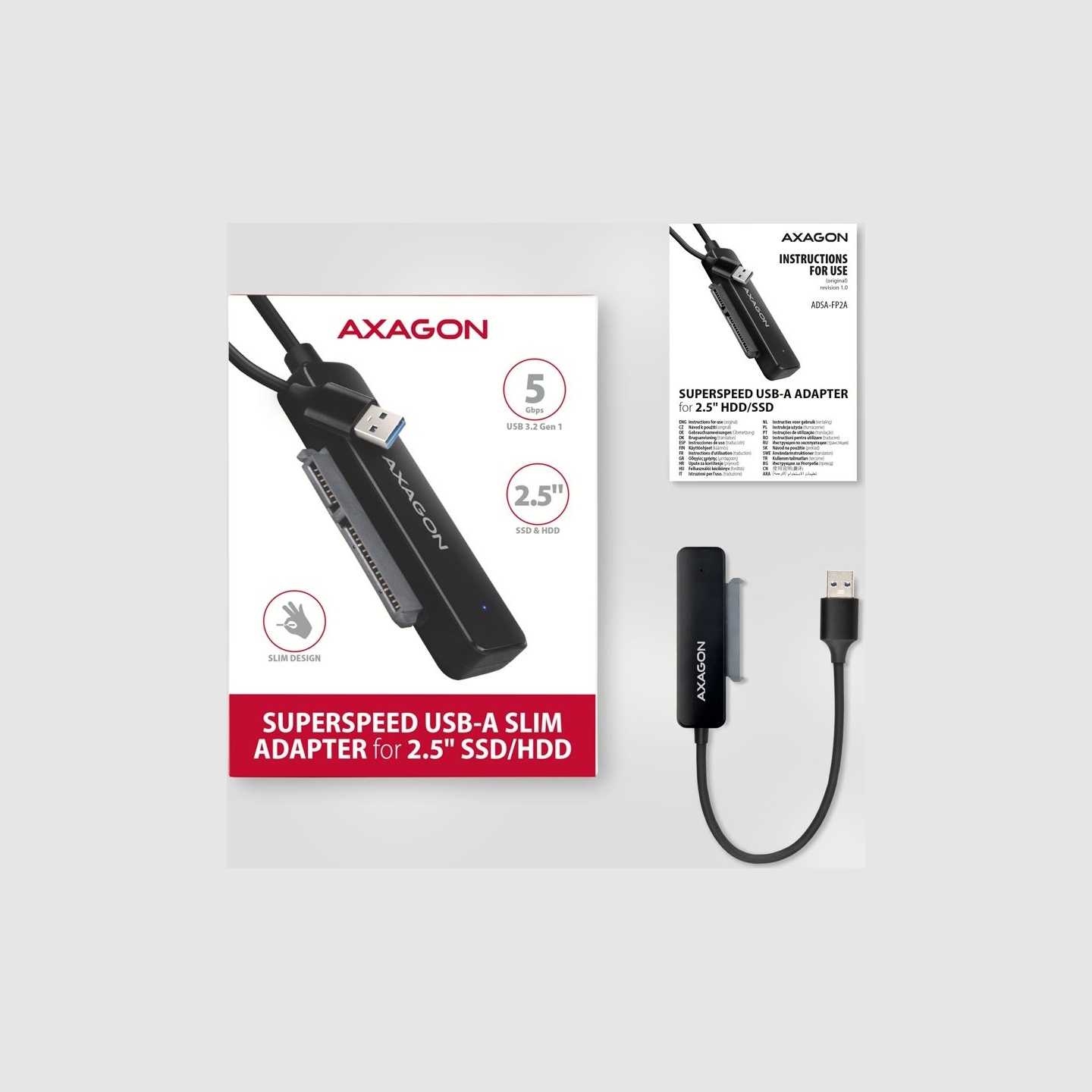 Axagon ADSA-FP2A USB3.2 Gen1 - SATA 6G 2.5" HDD/SSD FASTPort2 Adapter