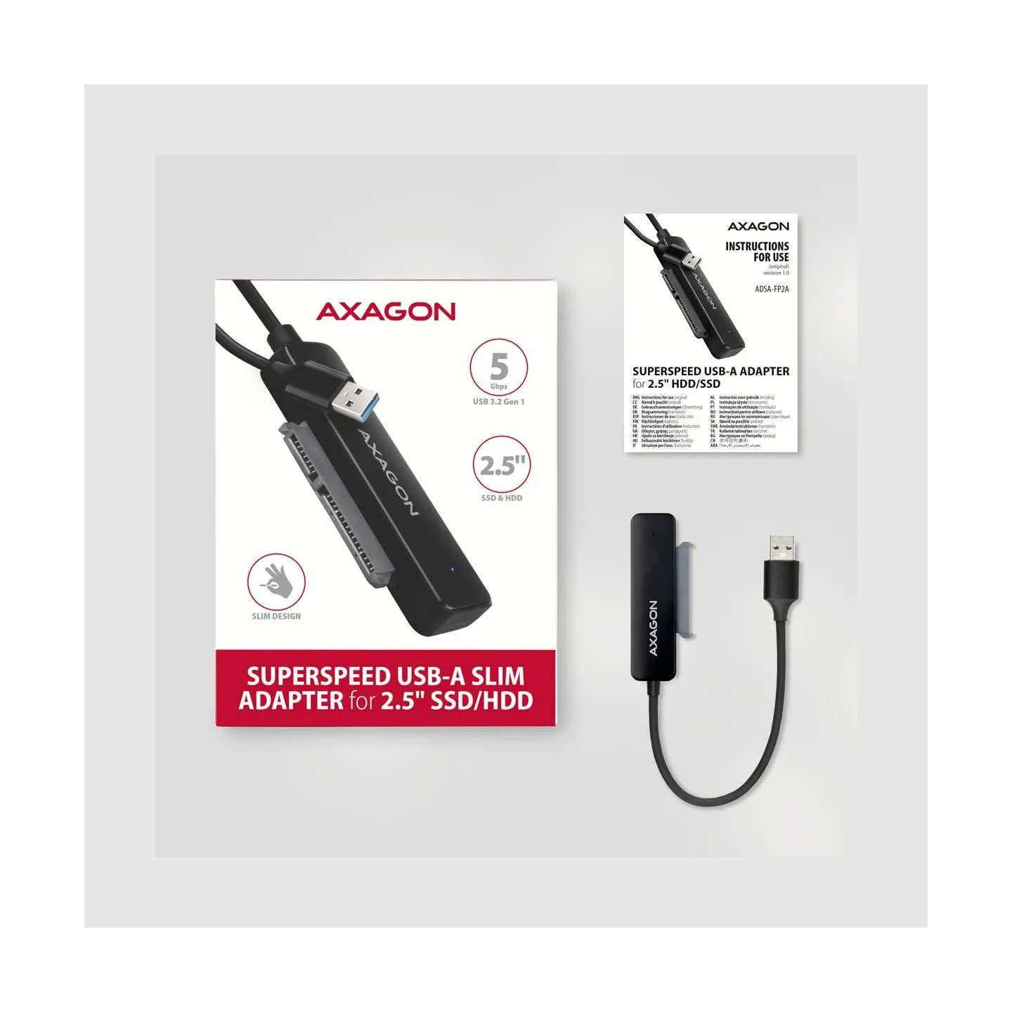 Axagon ADSA-FP2A USB3.2 Gen1 - SATA 6G 2.5" HDD/SSD FASTPort2 Adapter