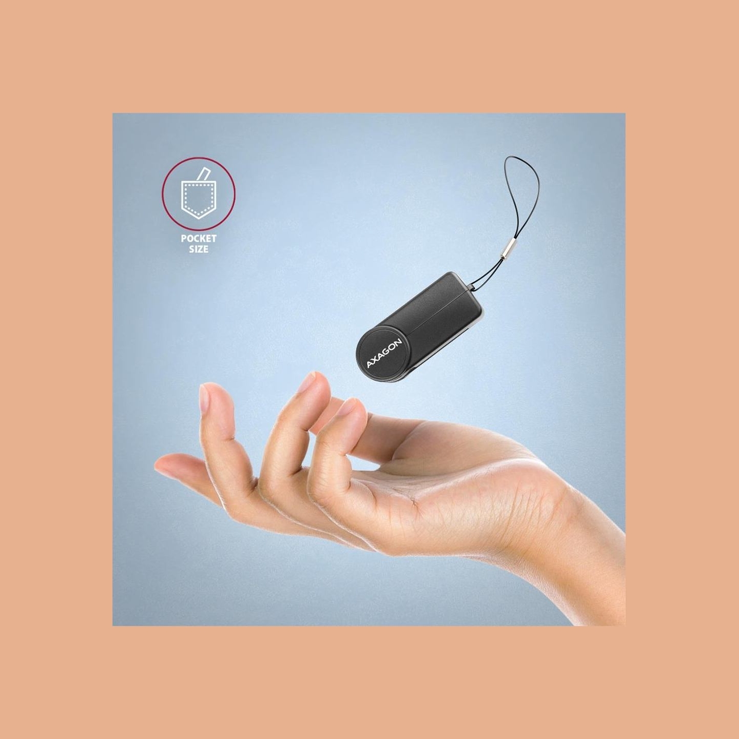 Axagon Foldable pocket USB-C contact Smart / ID card reader.