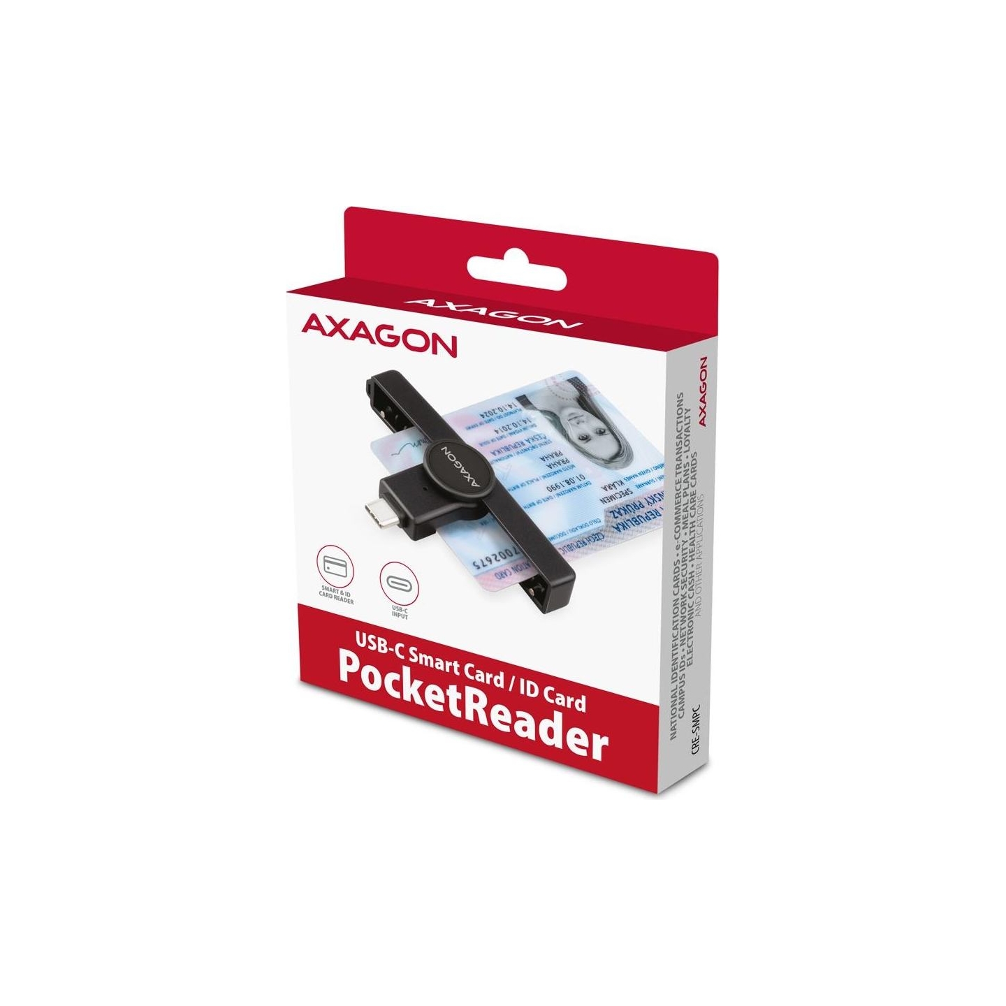 Axagon Foldable pocket USB-C contact Smart / ID card reader.