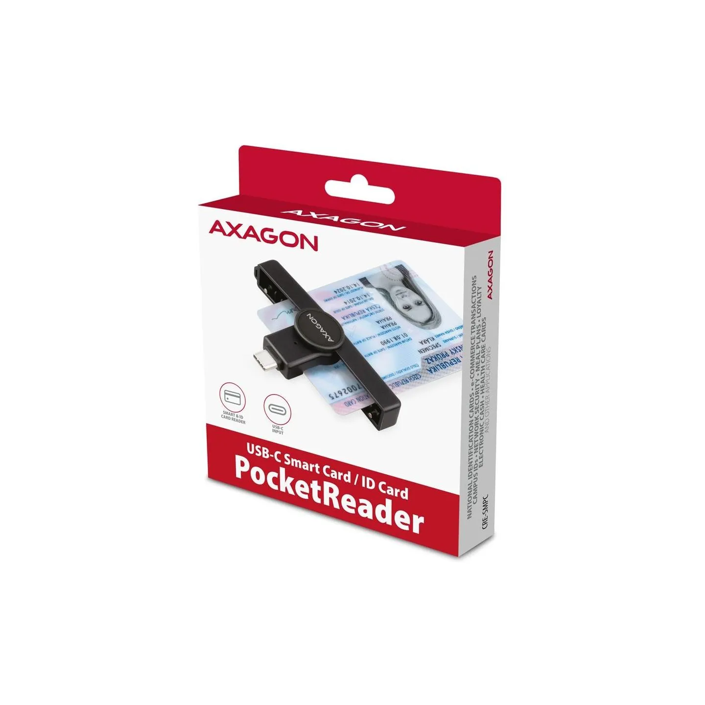 Axagon Foldable pocket USB-C contact Smart / ID card reader.