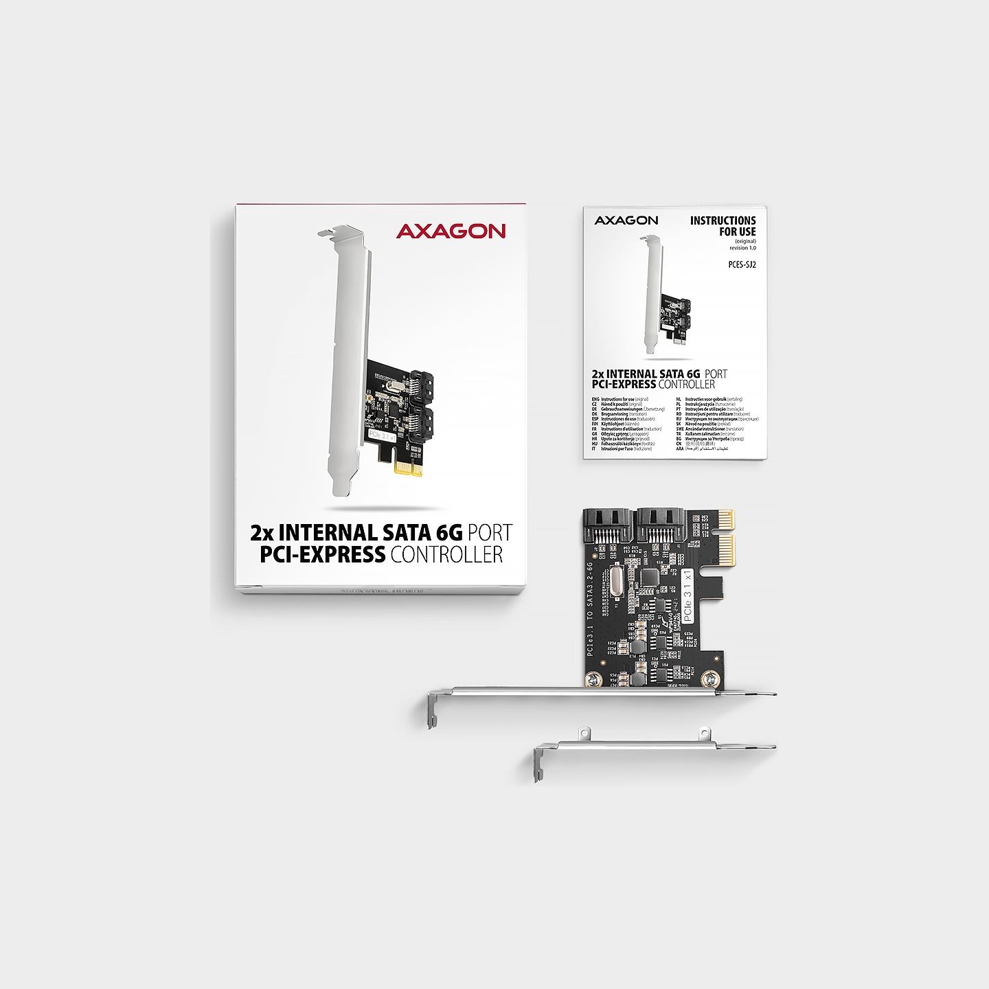 Axagon Two-channel SATA III PCI-Express controller with two internal SATA port outputs. Standard & Low profile.