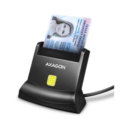 Axagon Universal desktop USB contact Smart/ID card reader with long USB-A cable.