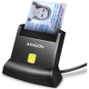 Axagon Universal desktop USB contact Smart/ID card reader with long USB-A cable.
