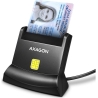 Axagon Universal desktop USB contact Smart/ID card reader with long USB-A cable.