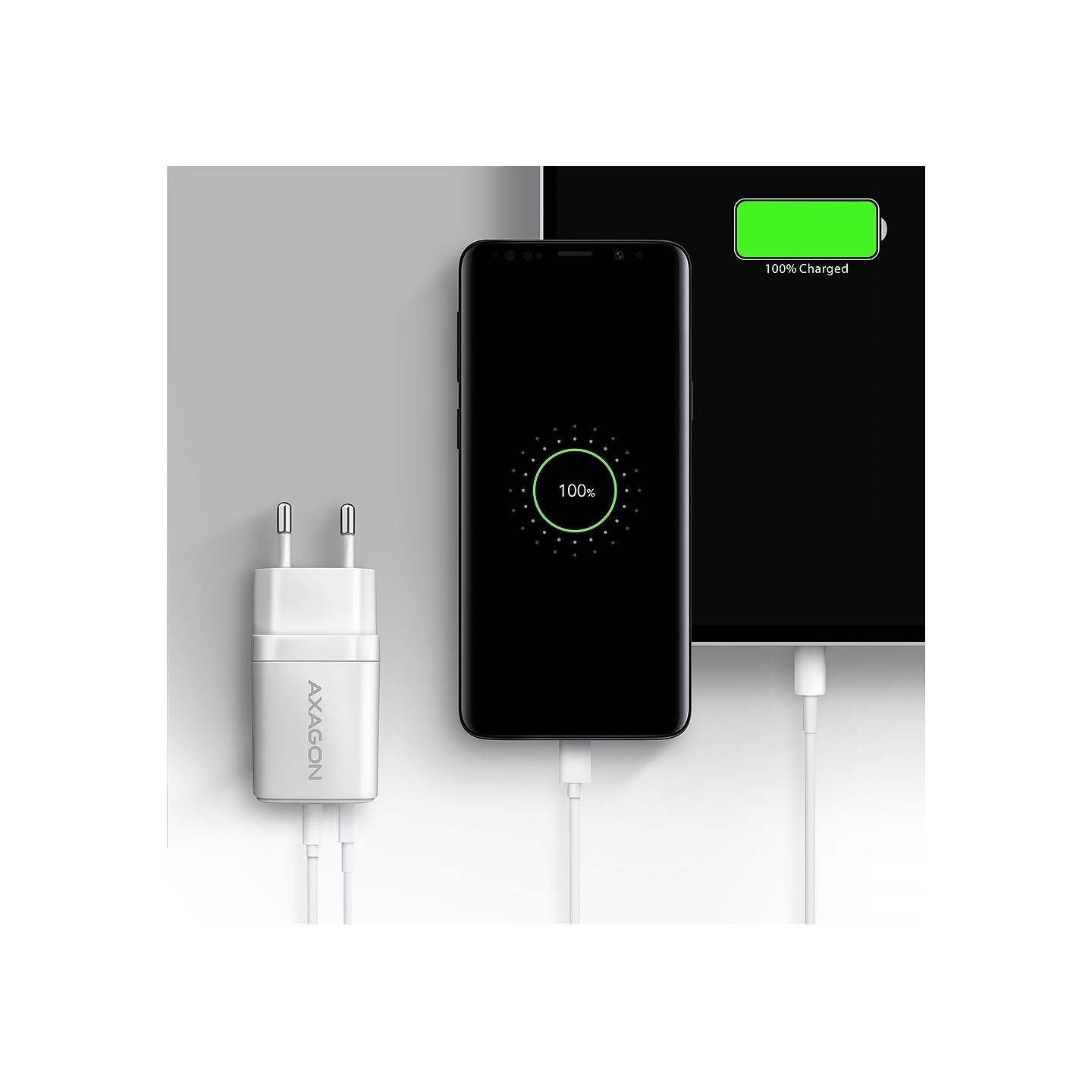 Axagon ACU-PQ20W wall charger QC3.0/AFC/FCP + PD type-C, 20W, white